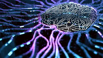 Artificial Intelligence Brain with waves